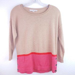 LOFT 3/4 Sleeve Sweater with Button Embellishment